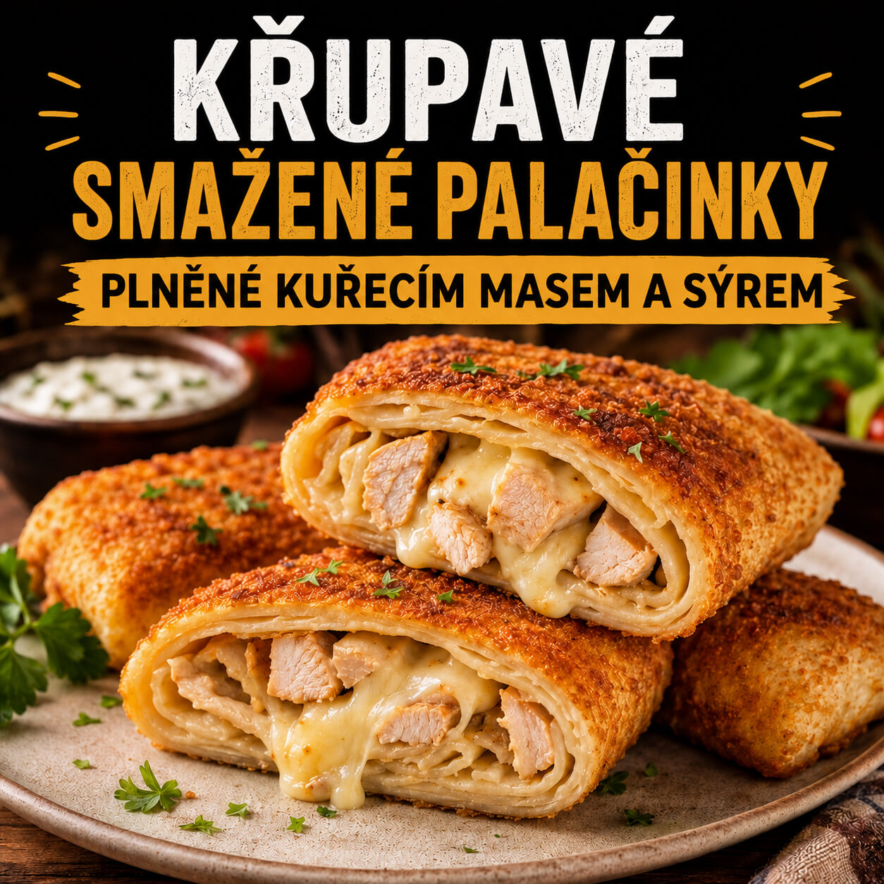🥞🧀 Křupavé plněné palačinky s kuřecím masem a sýrem