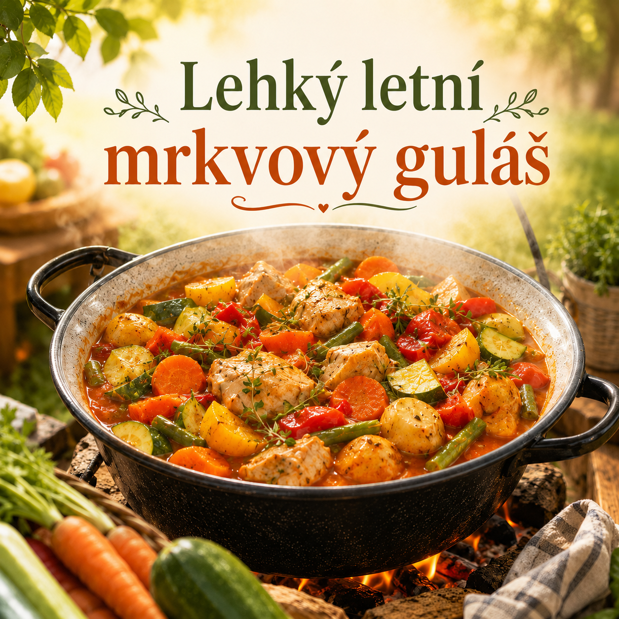🥕🍲Lehký letní mrkvový guláš z kotlíku s kuřecím masem a zeleninou