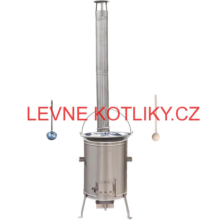 Nerezový kotlík 30 L (1,5 mm) + nerezová kotlina 42 cm TOPLUX + vařečka a naběračka