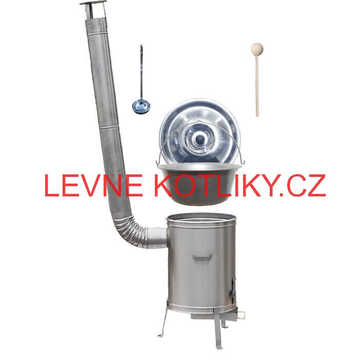 Nerezový kotlík 30 L (1,5 mm) + nerezová kotlina 42 cm TOPLUX + vařečka a naběračka