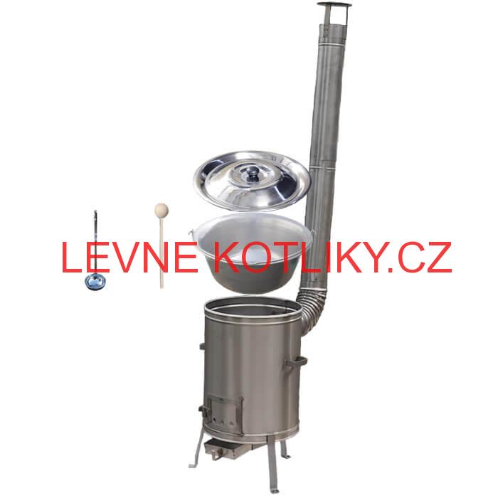 Nerezový kotlík 30 L (1,5 mm) + nerezová kotlina 42 cm TOPLUX + vařečka a naběračka