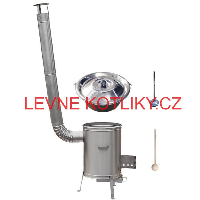 Nerezový kotlík 30 L (1,5 mm) + nerezová kotlina 42 cm TOPLUX + vařečka a naběračka