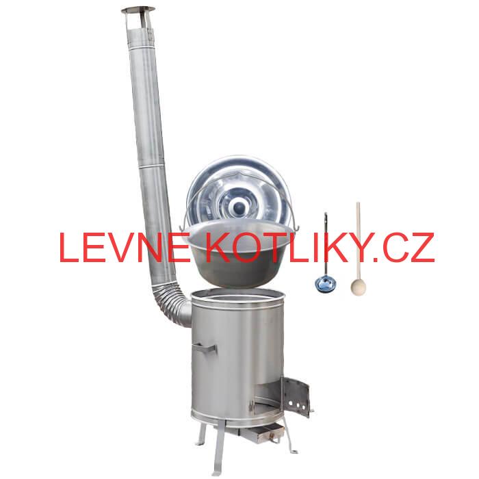 Nerezový kotlík 30 L (1,5 mm) + nerezová kotlina 42 cm TOPLUX + vařečka a naběračka