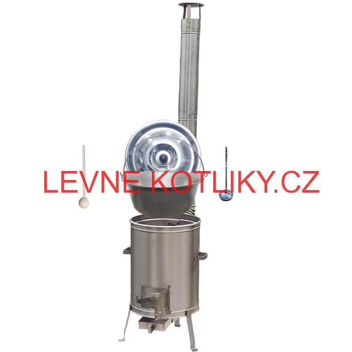 Nerezový kotlík 30 L (1,5 mm) + nerezová kotlina 42 cm TOPLUX + vařečka a naběračka