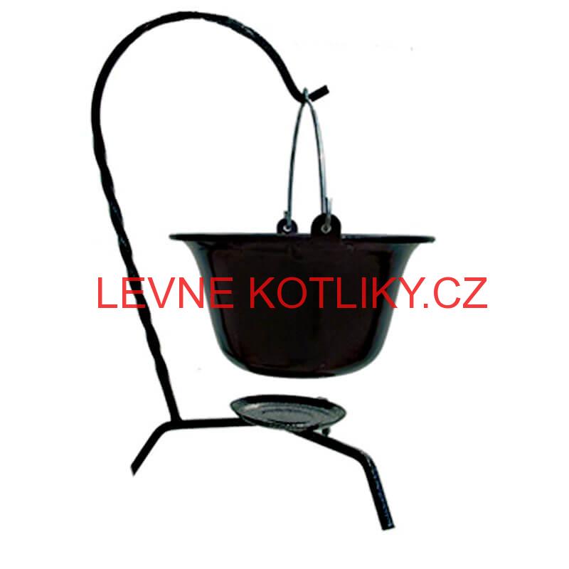 Servírovací kotlík na guláš smaltovaný červený 0,8 l + stojánek