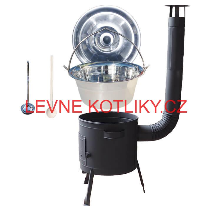 Nerezový kotlík 30 L (0,8 mm zesílený) + drátěný koš + žáruvzdorná kotlina 45 PLUS 600