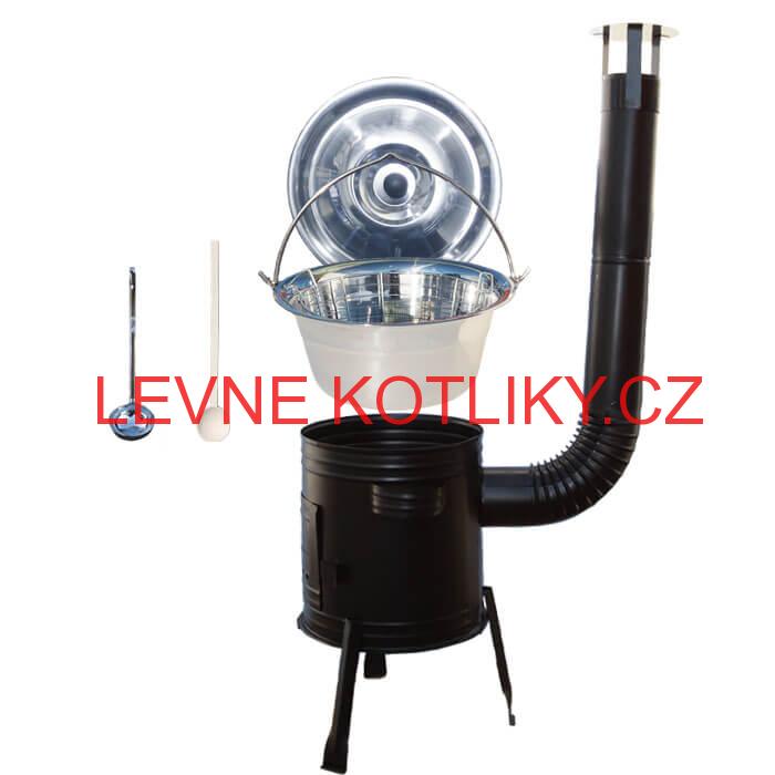 Nerezový kotlík 20 L (0,8 mm) + drátěný koš + smaltovaná kotlina 42 Easy party (SMALT)