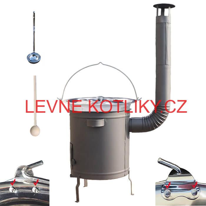 Nerezový kotlík 20 L (0,8 mm) zesílený s nýty + hrubostěnná (1,5 mm) kovová kotlina 42 STRONG