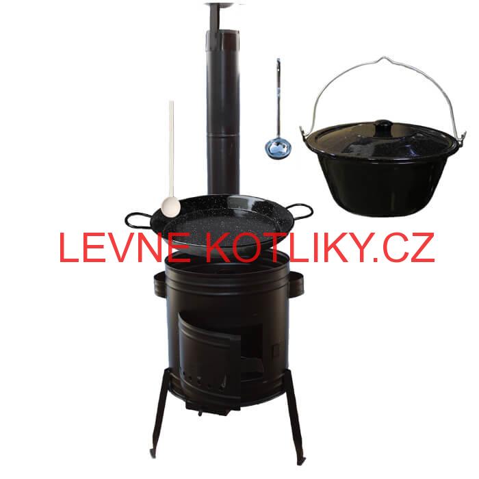 Paella smaltovaná pánev 34 cm se smaltovaným kotlíkem 10 L (1,2 mm) a kotlinou