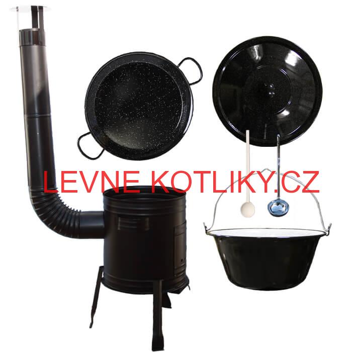 Paella smaltovaná pánev 42 cm se smaltovaným kotlíkem 16 L (1,2 mm) a kotlinou