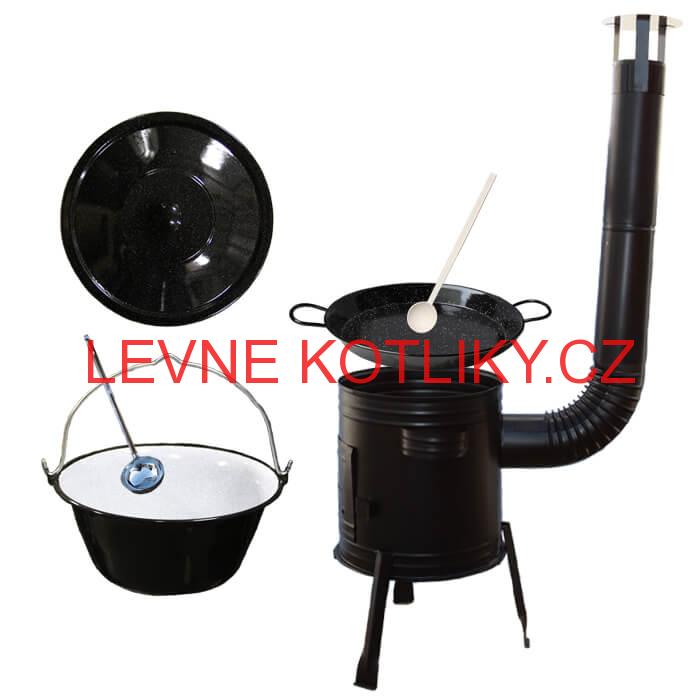 Paella smaltovaná pánev 46 cm se smaltovaným kotlíkem 25 L (1,2 mm) a kotlinou