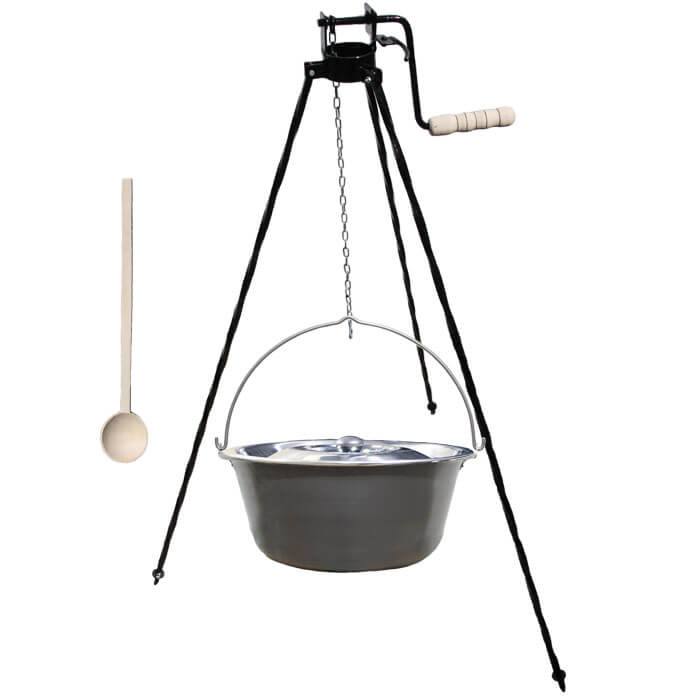 Měděný kotlík 30 L (1,2 mm) + stojan s kladkou VAR