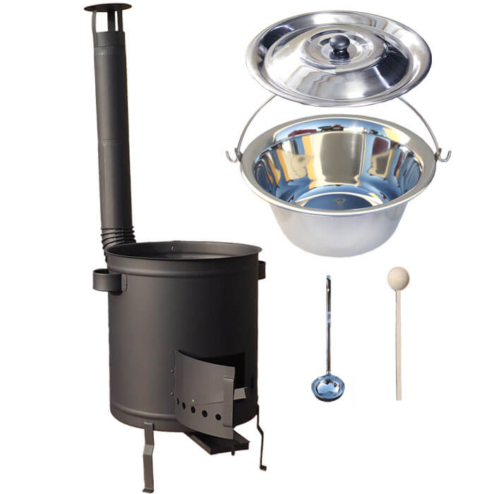 Nerezový kotlík 14 L (0,8 mm) + hrubostěnná (1,5 mm) a žáruvzdorná kotlina 36 PLUS 600