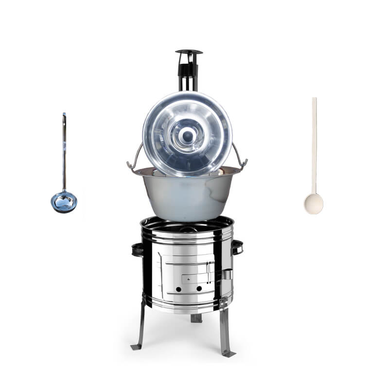 Nerezový kotlík 15 L (0,8 mm) zesílený s nýty + nerezová kotlina 36 cm TOP INOX