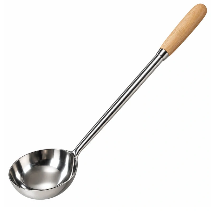 Nerezová naběračka 250 ml s dřevěnou rukojetí – 51,5 cm