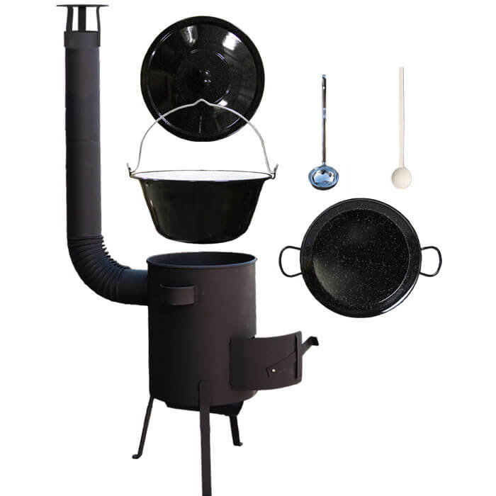 Smaltovaný kotlík 20 L + Paella smaltovaná pánev 46 cm + žáruvzdorná kotlina 42 PLUS 600 4 MM
