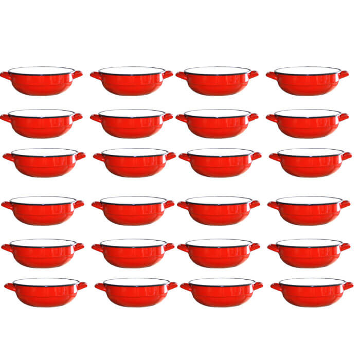 Souprava smaltovaných selských misek 14 cm 24 ks