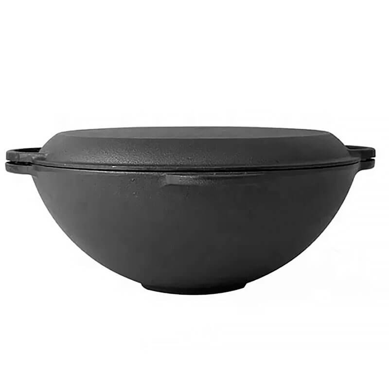 Litinový wok s poklicí (panvicí) 32 cm 3 v 1