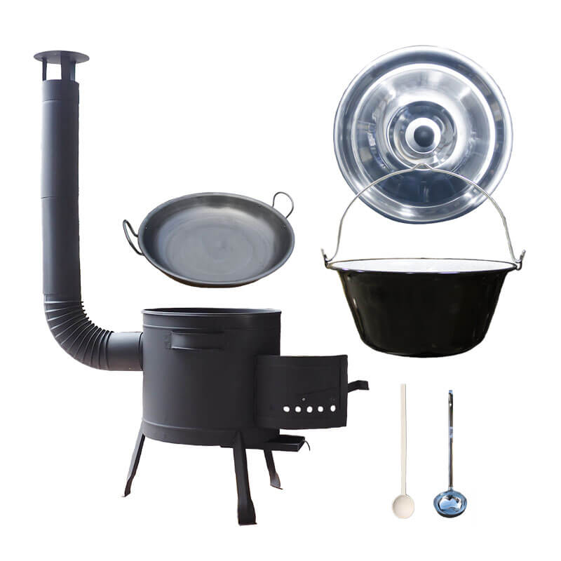 Smaltovaný kotlík 30 L (1,2 mm) + železná pánev 46 cm WOK + nízká žáruvzdorná kotlina 42 cm PLUS 600