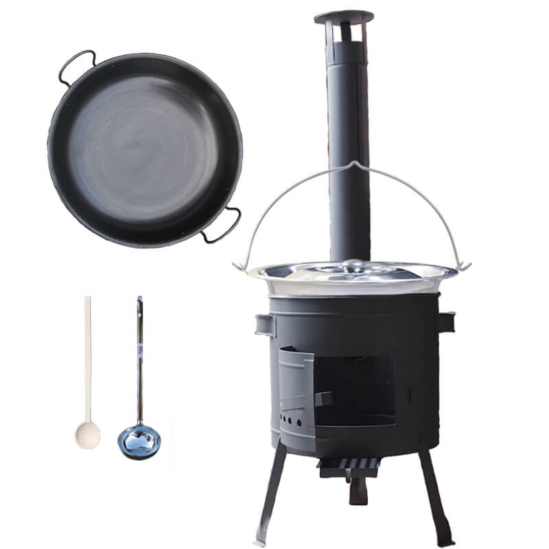 Nerezový kotlík 20 L (1,2 mm) + železná pánev 46 cm WOK + nízká žáruvzdorná kotlina 42 cm PLUS 600