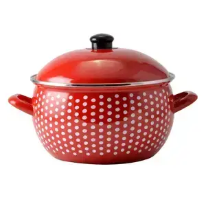 Smaltovaný hrnec 3,8 l červený 18 cm (tečkovaný)