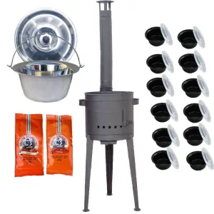 Nerezový kotlík 22 L (0,8 mm) INOX + vysoká žáruvzdorná kotlina (2,0 mm) HODO 42 cm PLUS 600 + misky 12 ks + 2 x pepř na guláš 100 g