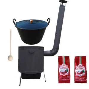 Smaltovaný kotel 70 L na zabijačku + žáruvzdorná kotlina 53 PLUS 600 4 MM + sladká a pálivá paprika (2 x 250 g) + vařečka