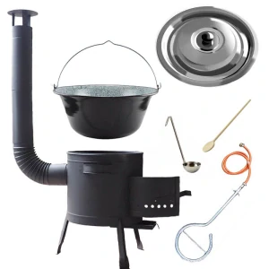 Smaltovaný kotlík (1,2 mm) 25 L + plynový hořák k PB + nízká kotlina 42 PLUS 600 + nerezová poklice INOX