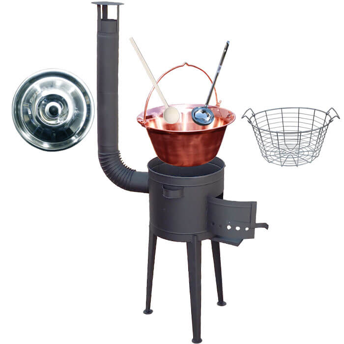 Měděný kotlík 30 L (1,2 mm) + drôtený kôš + vysoká žáruvzdorná kotlina 45 PLUS 600