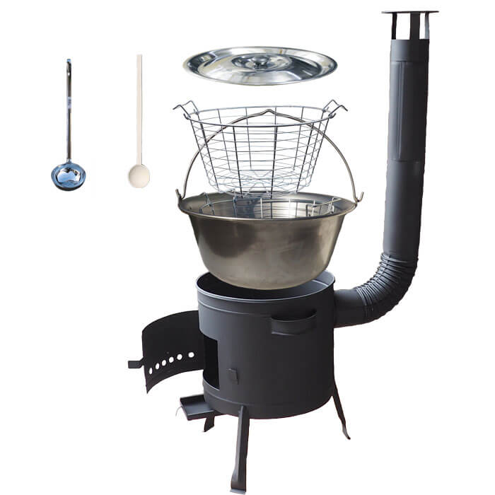 Železný kotlík 30 L (0,75 mm) + drátěný koš + žáruvzdorná kotlina 45 PLUS 600