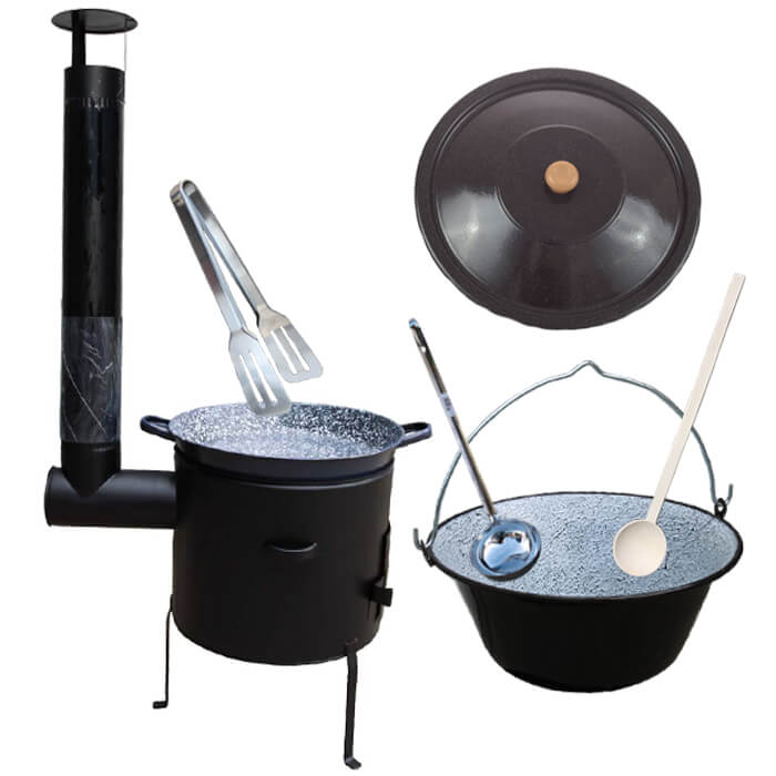 Smaltovaná pánev 42 cm + kovová kotlina GRILL MIX