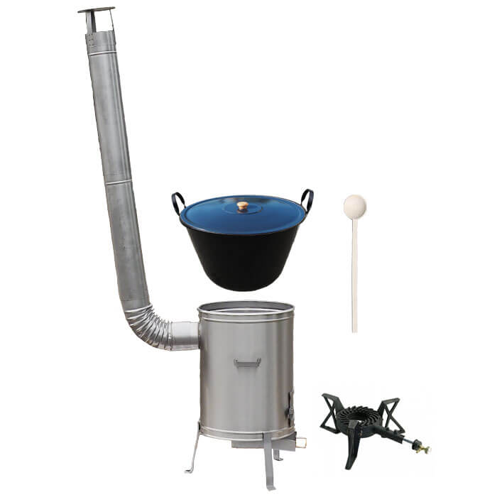 Zabijačkový smaltovaný kotel 80 L + nerezová kotlina 56 cm + hořák 7 kW