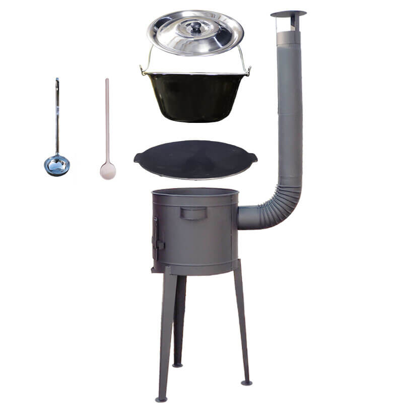 Smaltovaný kotlík 20 L + litinová pánev 45 cm + vysoká žáruvzdorná kotlina 42 cm PLUS 600