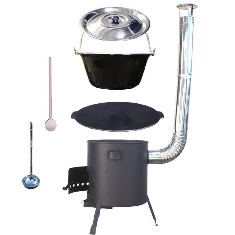 Smaltovaný kotlík 20 L + litinová pánev 45 cm + žáruvzdorná kotlina 42 cm PLUS 600