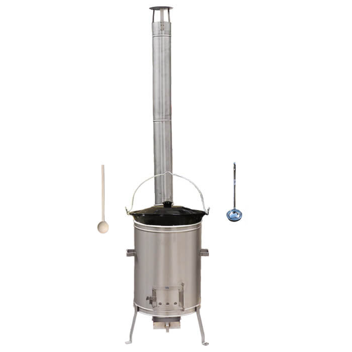 Smaltovaný kotlík 25 L (1,2 mm) + nerezová kotlina 42 cm LUX + vařečka a naběračka