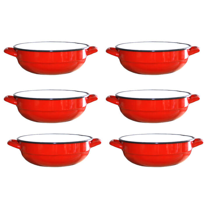 Souprava smaltovaných selských misek 14 cm 6 ks