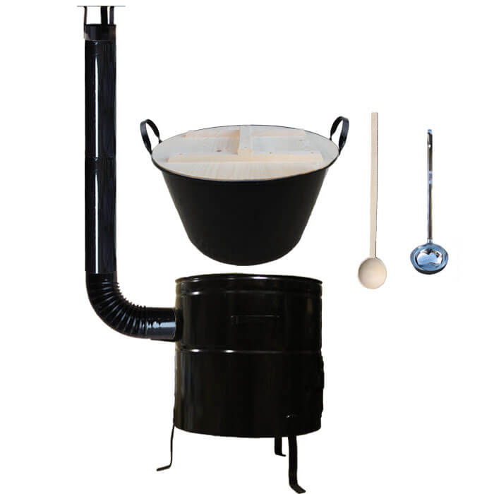 Smaltovaný kotel 100 L + kovová kotlina 60 cm + vařečka a naběračka BIG PARTY