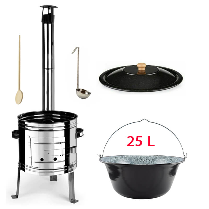 Smaltovaný kotlík 25 L + nerezová kotlina 42 INOX