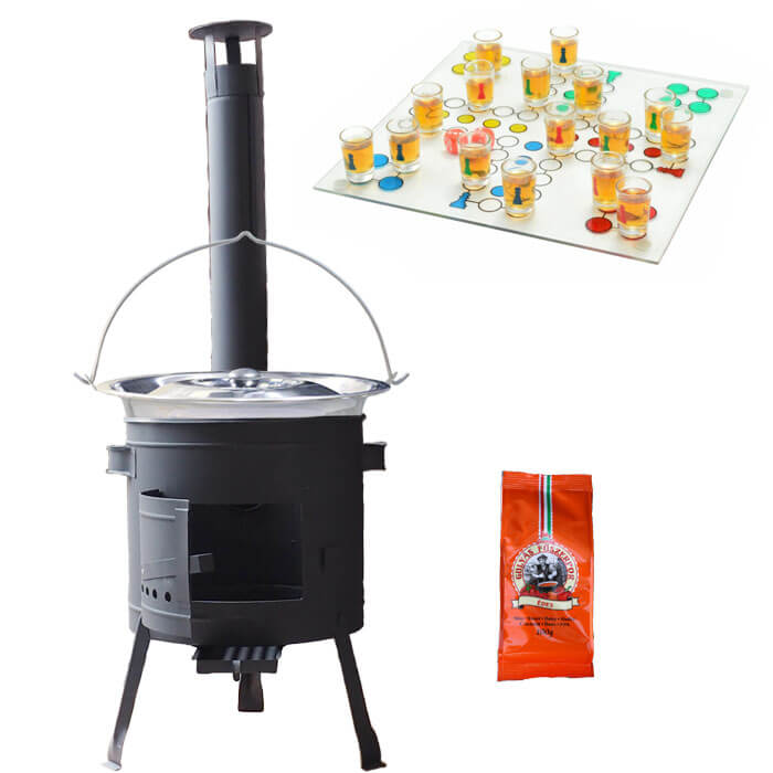 Nerezový kotlík 22 L (0,8 mm) + pepř + člověče pi už + nízká žáruvzdorná kotlina 42 PLUS 600