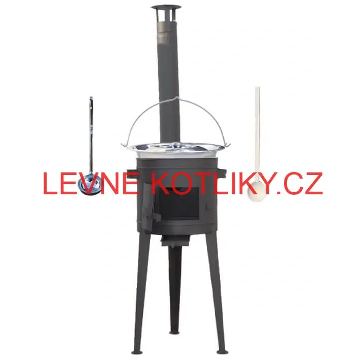 Nerezový kotlík 22 L (0,8 mm) + vysoká žáruvzdorná kotlina (1,5 mm) HODO 42 cm PLUS 600 + vařečka + naběračka