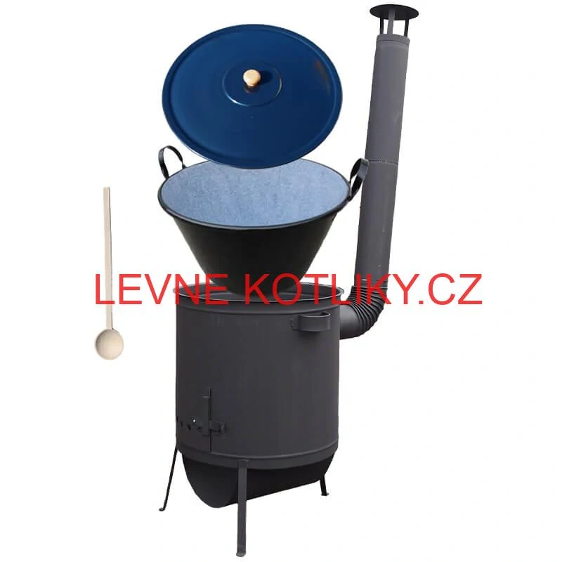 Smaltovaný kotel 70 L na zabijačku + žáruvzdorná kotlina 53 PLUS 600 4 MM + vařečka
