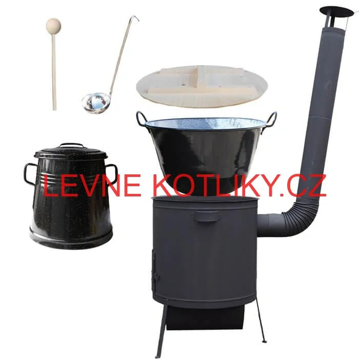 Smaltovaný kotel 100 L + žáruvzdorná kotlina 60 PLUS 600 4 MM + nádoba na sádlo 10 L
