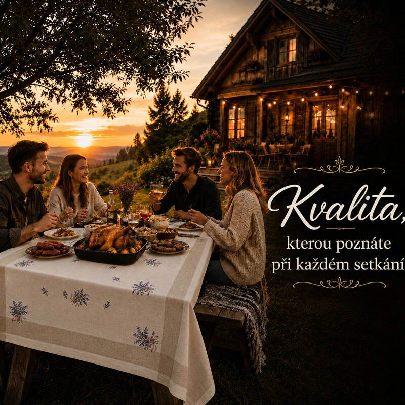 Hrubší textilní ubrus Levandule Provence 150 × 220 cm