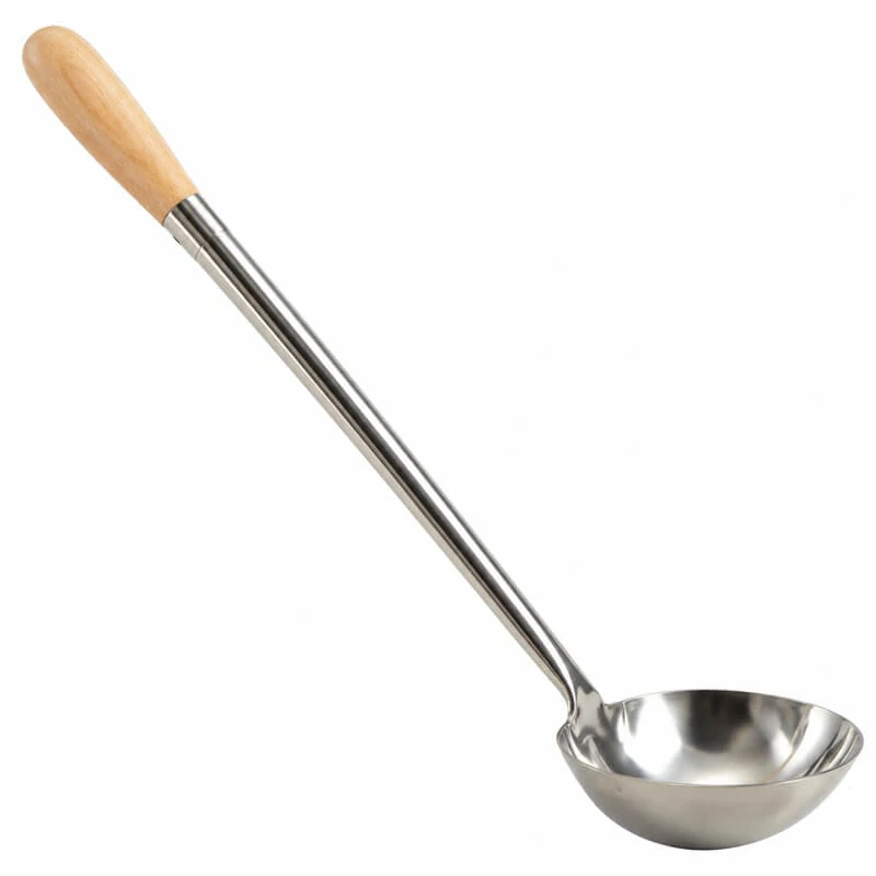 Nerezová naběračka 250 ml s dřevěnou rukojetí – 51,5 cm