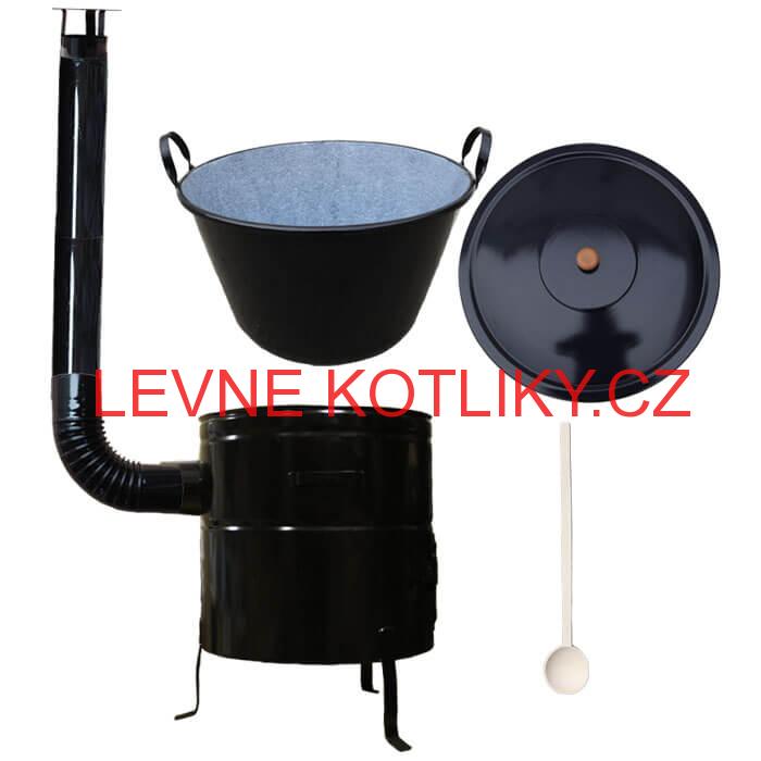 Zabijačkový smaltovaný kotel 80 L + kovová kotlina 58 cm + kouřovod