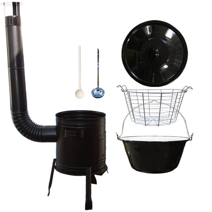 Smaltovaný kotlík 25 L (1,2 mm) + drátěný koš + kovová kotlina 42 Easy party (KOV)