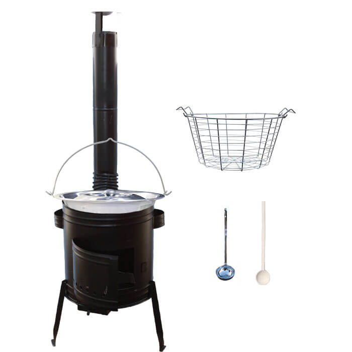 Nerezový kotlík 30 L (1,2 mm) + drátěný koš + kovová kotlina 45 Easy party (KOV)