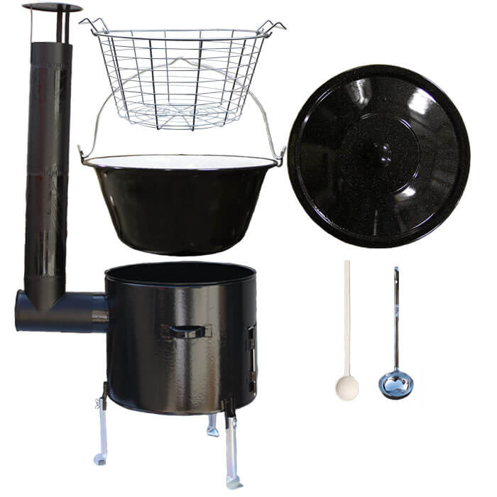 Smaltovaný kotlík 30 L (1,2 mm) + drôtený kôš + smaltovaná kotlina 45 Easy party (SMALT)