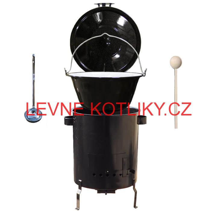 Smaltovaný kotlík 20 L (1,2 mm) + hrubostěnná (1,5 mm) kovová kotlina 42 STRONG