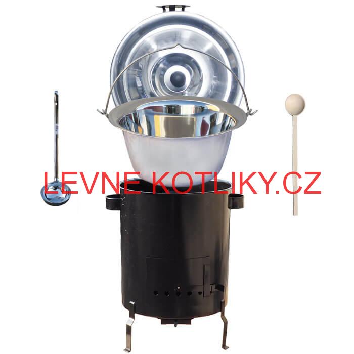 Nerezový kotlík 22 L (0,8 mm) + hrubostěnná (1,5 mm) kovová kotlina 42 STRONG